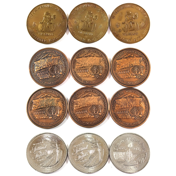 Bulk Lot of 1967-1985 Niagara Falls Medallions. 12pcs.