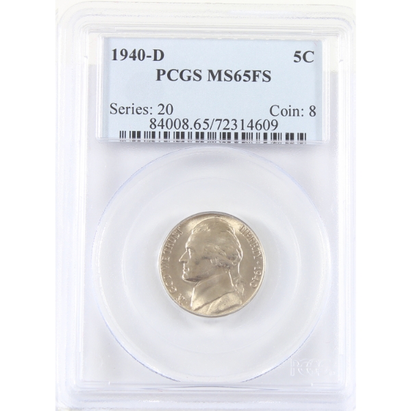 USA 1940D Jefferson Nickel PCGS MS65 FS