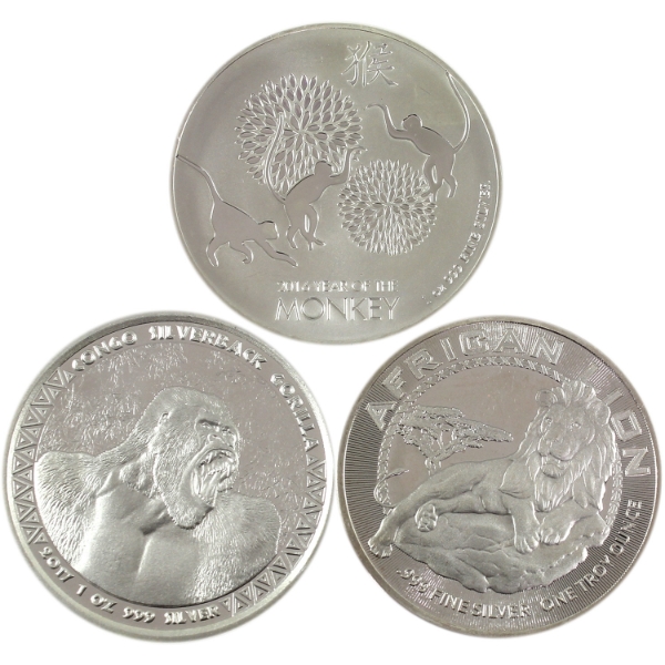3x 1oz World 2016-2017 Mixed Denomination Assorted .999 Fine Silver Coins. 3pcs (Tax Exempt)