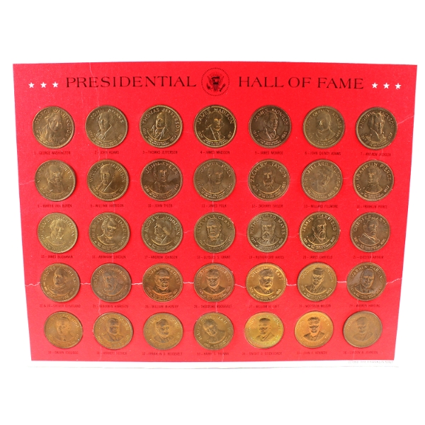 USA 1968 Presidential Hall of Fame 35x Bronze Medallion Collection Issued by The Franklin Mint