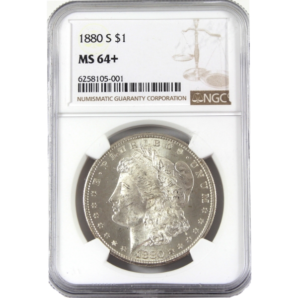 USA Silver 1880-S Morgan Dollar NGC MS64+
