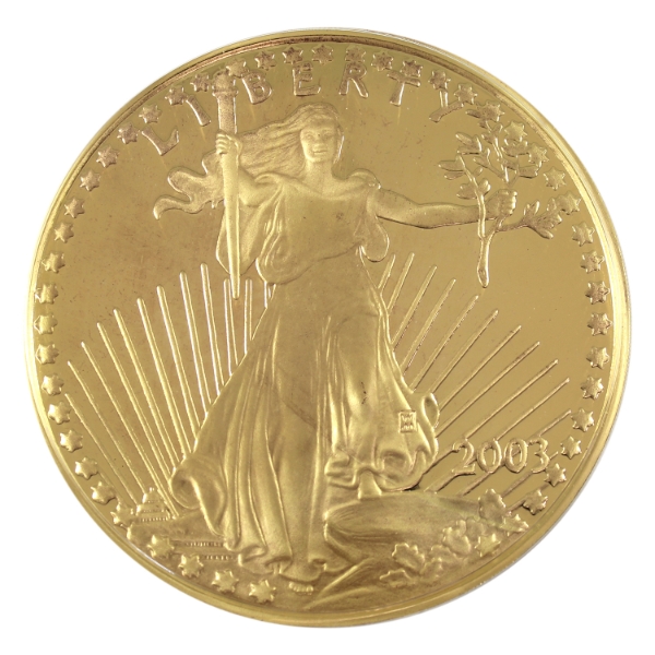 1/2 Pound (8ozt) USA 2003 Giant Golden Eagle .999 Fine Silver 24-Karat Gold Plated Coin. 