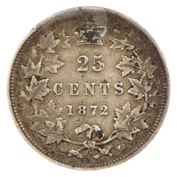 25-cent 1872H Large 2 VG-F