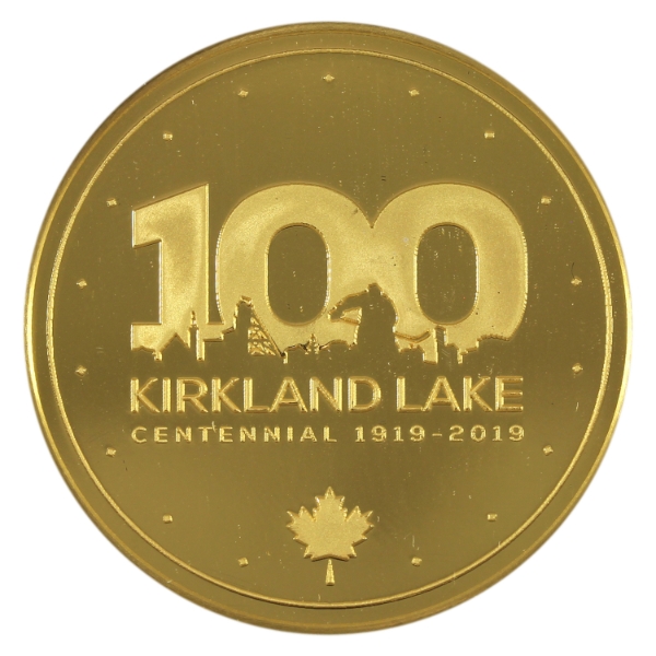 1oz Gold Mississauga Mint 2019 Kirkland Lake Centennial .9999 Fine Gold Round (Tax Exempt)