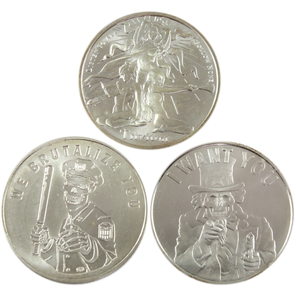 3x 1oz Silver Shield 2014-2017 .999 Fine Silver Rounds. 3pcs. (Tax Exempt)