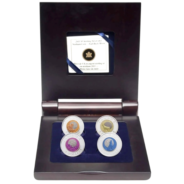 2011-2012 $5 Full Moons of the Algonquin Sterling Silver & Niobium 4-coin Set