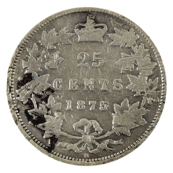 25-cent 1875H VG (Impaired)
