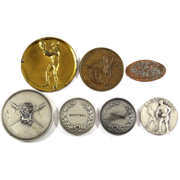 Bulk Lot of Mostly Military & Sports Medallions. 7pcs.