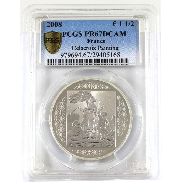 France Silver 2008 1.5 Euro Delacroix Painting PCGS PR67 DCAM