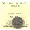 Image 1 : 5-cent 1948 ICCS MS65