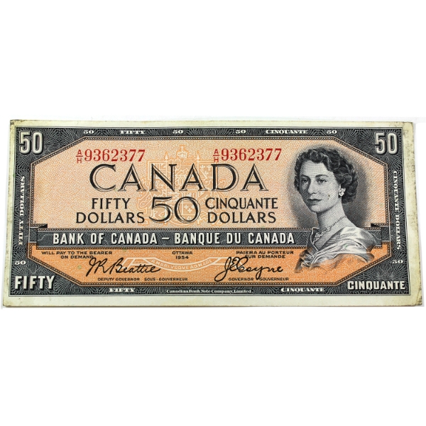 BC-42a 1954 $50 AU Beattie-Coyne SN: A/H9362377