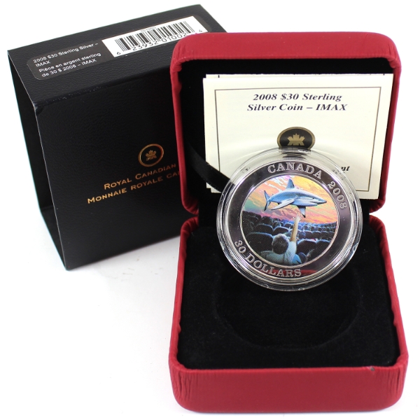 2008 $30 Canadian Achievements - IMAX Sterling Silver Coin w/ Selective Colour & Holographic Detail