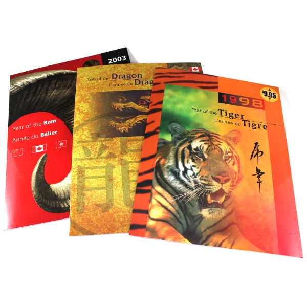 Canada Post 1998, 2000 & 2003 Lunar Year Thematic Stamp Collections. 3pcs