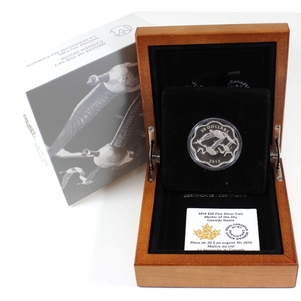 2015 $20 Master of the Sky: Canada Goose .9999 Fine Silver Coin (Tax Exempt)