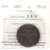 Image 1 : 1-cent 1887 ICCS MS63 Lustrous Red & Brown