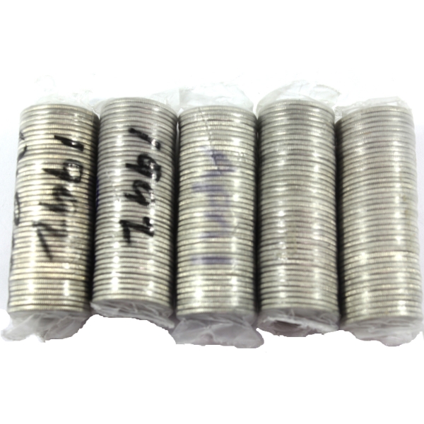 5x 25-cent 1992 Provincial Original Wrapped Rolls of 40pcs. 5 Rolls.