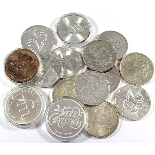 15x 1oz Mixed Fine Silver Rounds & Coins. 15pcs. (Tax Exempt)