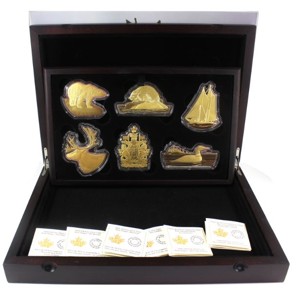 2020 $50 Real Shapes Gold Plated .9999 Fine Silver 6-coin Set 