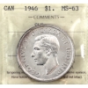 Image 1 : Silver $1 1946 SWL ICCS MS63