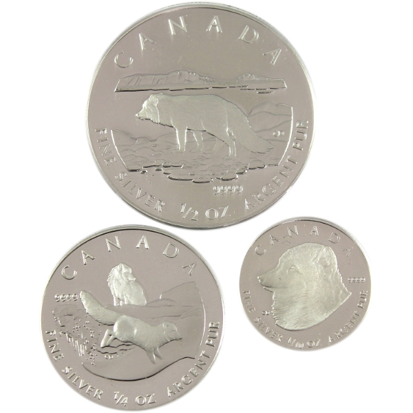 2004 Arctic Fox .9999 Fine Silver Fractional Set 3/4pcs. (Tax Exempt)