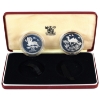 Image 1 : Mongolia Silver 1976 25 & 50 Tugrik 2-Coin Sterling Silver Set 