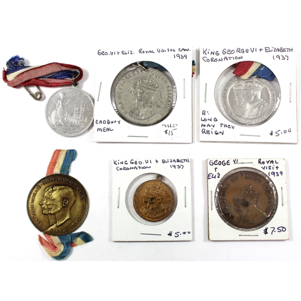 Bulk Lot of 1937-1939 King George VI & Elizabeth Coronation & Royal Visit Medals. 6pcs