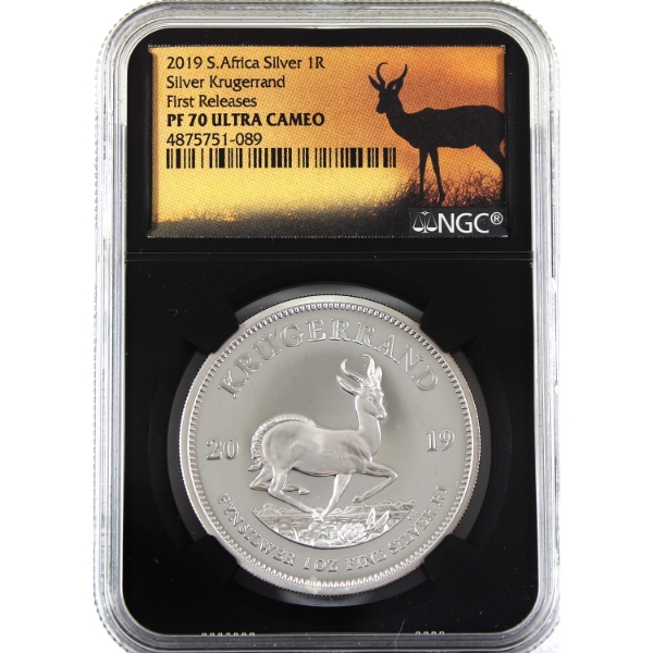 South Africa 2019 Krugerrand 1oz .999 Silver NGC PF70 UC First Releases (Tax Exempt)