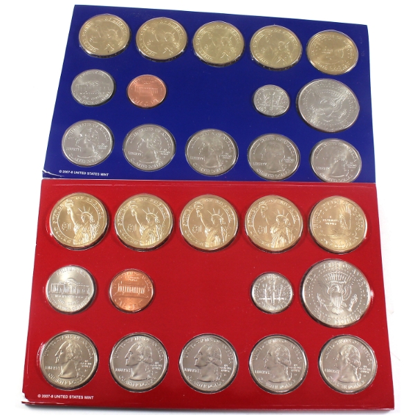 USA 2008 Philadelphia & Denver Mint Mark Uncirculated Coin Sets. 2pcs.