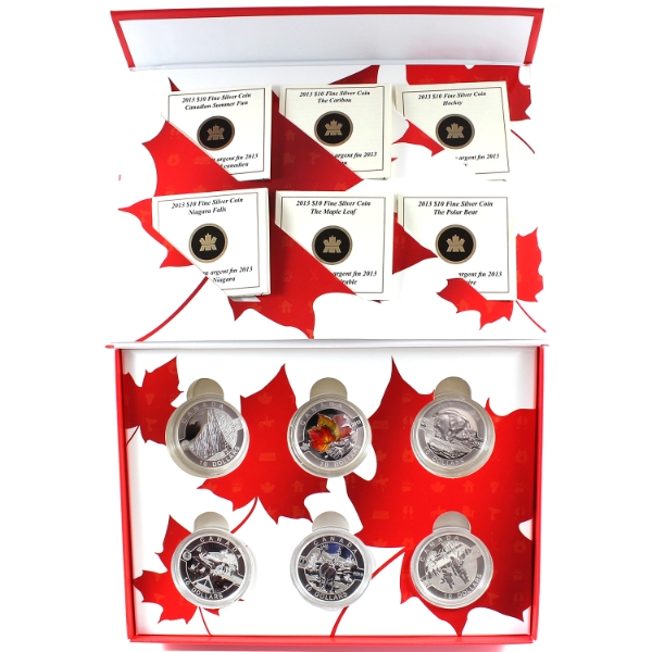 2013 $10 O Canada! Fine Silver 6-coin Set in Deluxe Display Box (Tax Exempt)