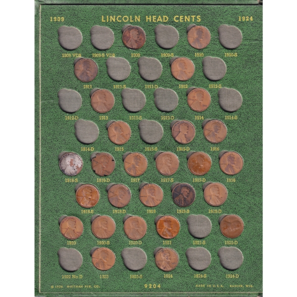 USA 1909-1970 Lincoln Coin Collection in Green Book. 137pcs.