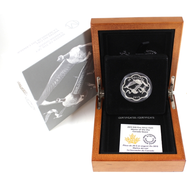 2015 $20 Master of the Sky: Canada Goose .9999 Fine Silver Coin (Tax Exempt)