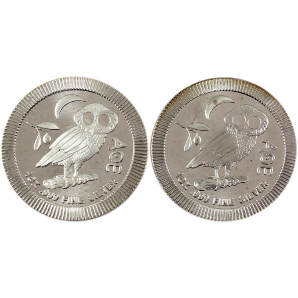  2x 1oz Niue 2017 $2 Athenian Owl .999 Fine Silver Stackable Rounds. 2pcs (Tax Exempt) 