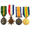 Image 1 : Great Britain WWI Medals w/ Ribbons; ISSUED TO: Sgt. F. G. Hossock Royal Field Artillery. 4pcs. 