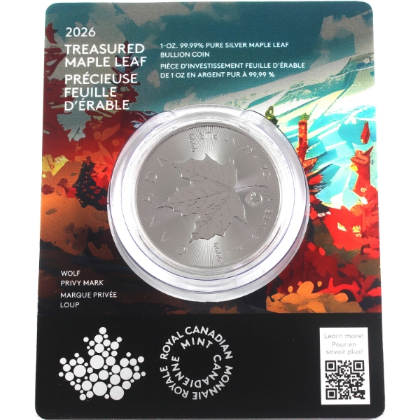2026 $5 Treasured SML Wolf Privy Premium Bullion .9999 Fine Silver Coin (Tax Exempt)