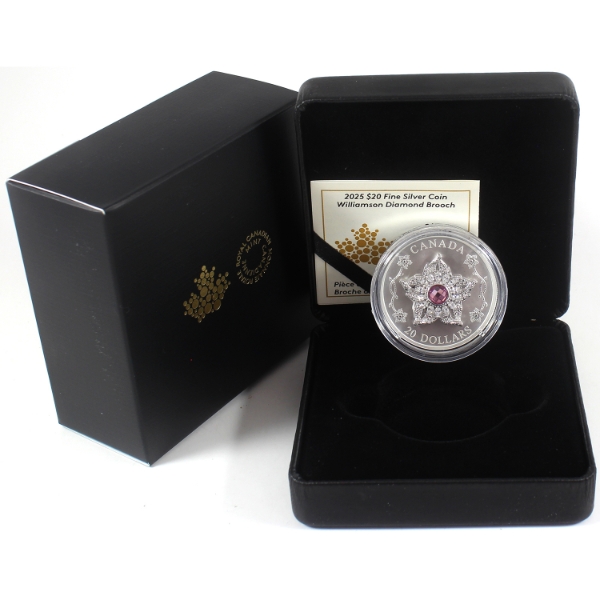 2025 $20 Williamson Diamond Brooch .9999 Fine Silver Coin