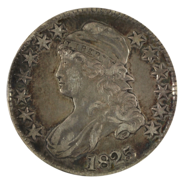 USA Silver 1825 Capped Bust Let Edge Half Dollar EF-AU