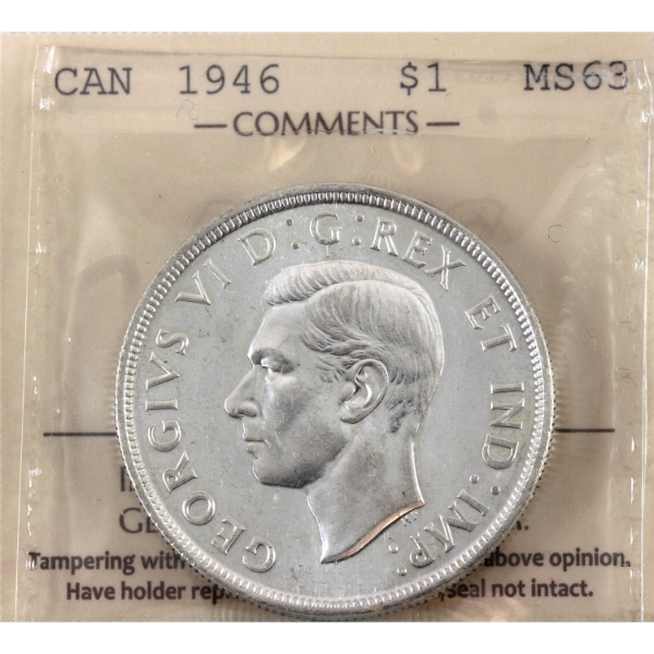 Silver $1 1946 ICCS MS63