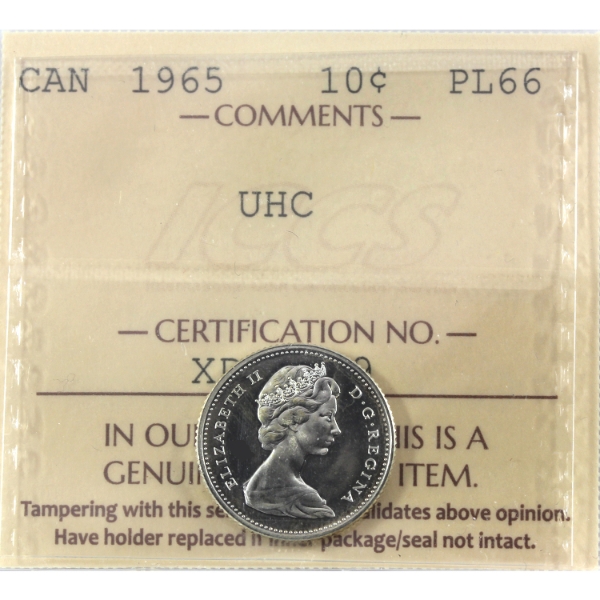 10-cent 1965 ICCS PL66 Ultra Heavy Cameo