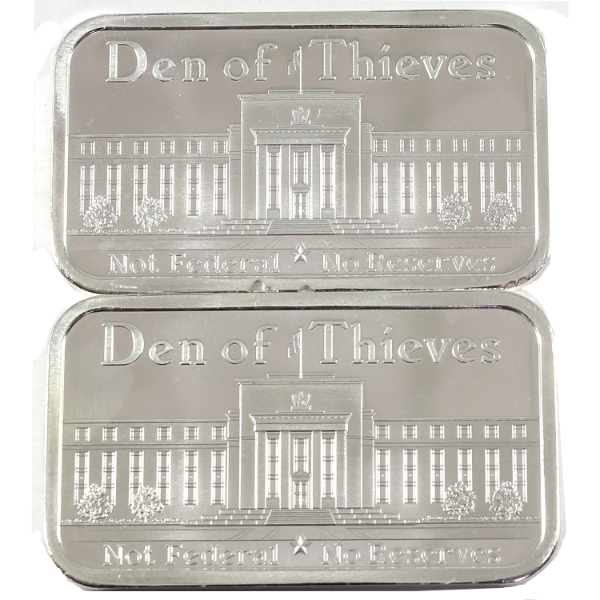 2x 1oz Silver Shield Den of Thieves .999 Fine Silver Bars. 2pcs. (Tax Exempt)