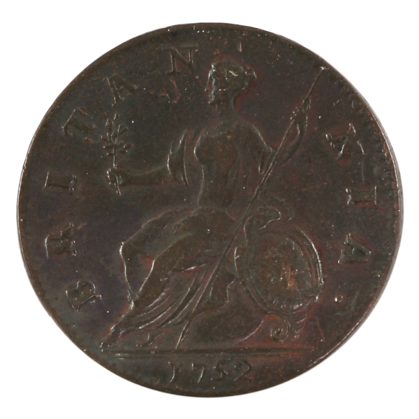 Great Britain 1752 1/2 Penny VF-EF (Impaired)