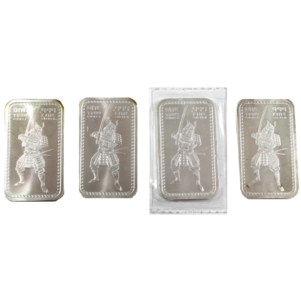 4x 1oz Golden State Mint Samurai Warrior .999 Fine Silver Bars. 4pcs. (Tax Exempt)