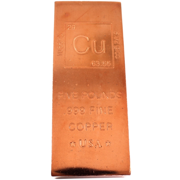 5 Pound USA .999 Fine Copper Bar