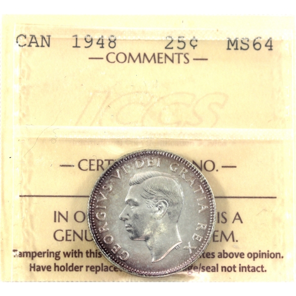 25-cent 1948 ICCS MS64