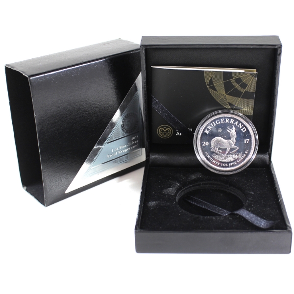 South African Mint Silver 2017 Proof Krugerrand 1oz .999 Fine Silver Coin (Tax Exempt)