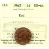 Image 1 : 1-cent 1943 ICCS MS64 Red