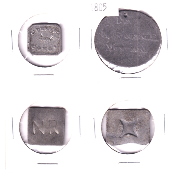 Group Lot of 1800s Communion Tokens. 4pcs