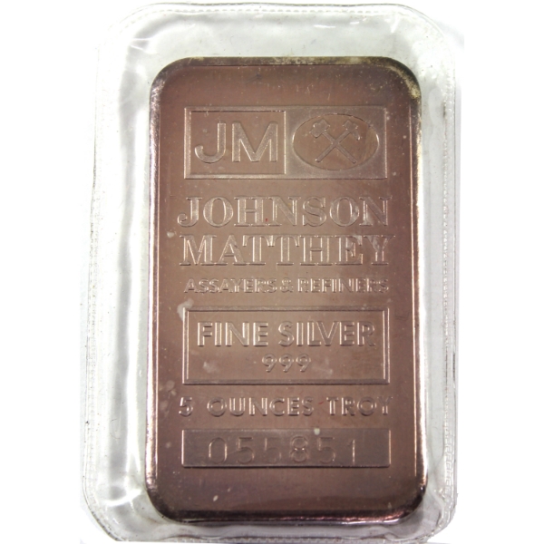 5oz Johnson Matthey Vintage .999 Silver Bar, SN: 055851 (Tax Exempt)