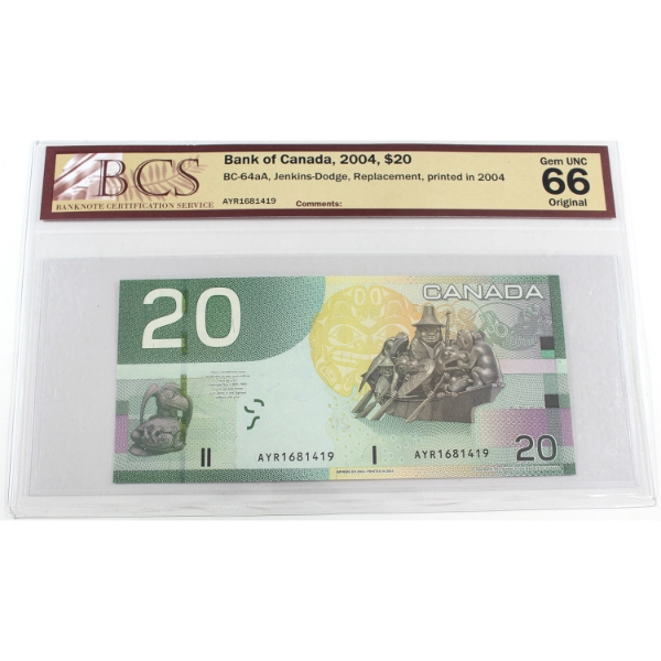 BC-64aA 2004 $20 BCS GEM UNC66 Original Jenkins-Dodge AYR Replacement Printed in 2004 SN:AYR1681419