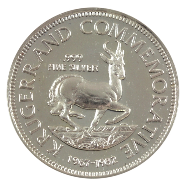 21.96g South Africa 1982 15th Anniversary of South Africa .999 Fine Silver Round (Tax Exempt)