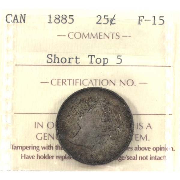 25-cent 1885 Short Top 5 ICCS F15